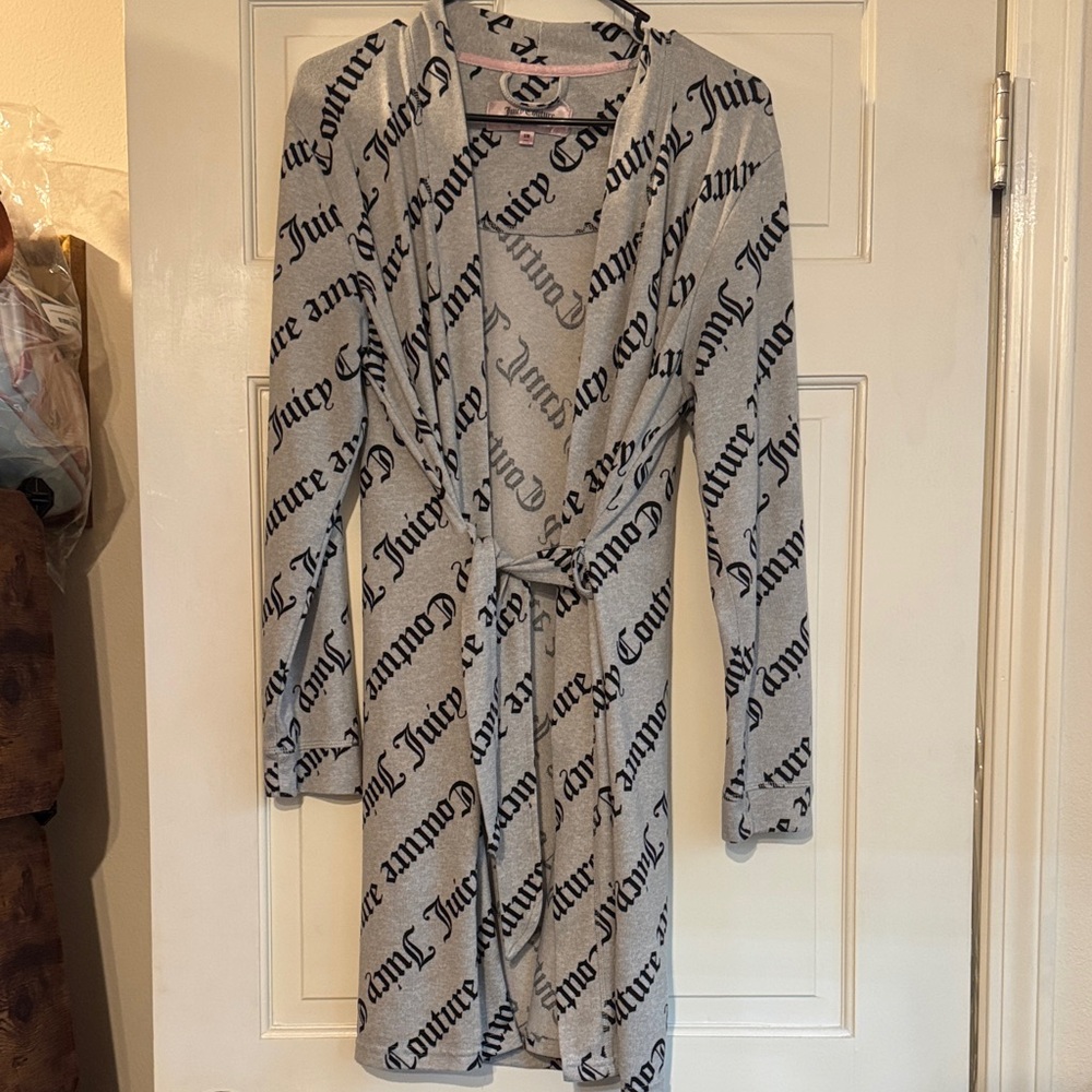 Juicy Couture Gray Robe with Black Script